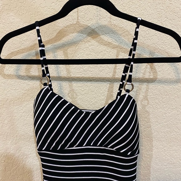 Cache Black & White Stripe Slip On Stretch Summer Simple Spaghetti Strap Dress S - Picture 15 of 15